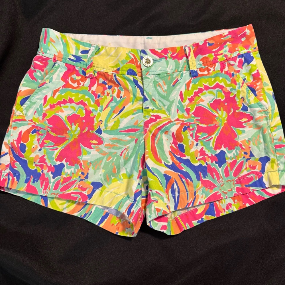 Lilly Pulitzer Callahan Chino Shorts – Bright Tropical Floral Resortwear Sz 6